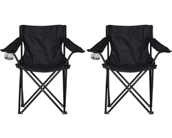 Brixy Campingstoelen (Set van 2) - Tuinstoelen - Vouwstoelen - Kampeerstoelen - Zwart