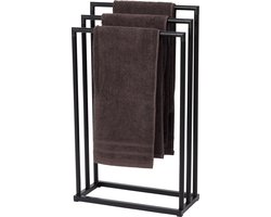 Brixy Handdoekrek - Badkamer - 3 Armen - Handdoekstang - Handdoekenrek - Vrijstaand - Metaal - Mat Zwart