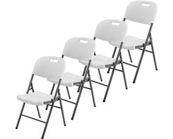 Brixy Klapstoelen – Set van 4 - Vouwstoelenset - Zware Kwaliteit - Weersbestending - Opvouwbare Stoelen - 47 x 54 x 87 CM – Wit