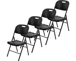 Brixy Klapstoelen – Set van 4 - Vouwstoelenset - Zware Kwaliteit - Weersbestending - Opvouwbare Stoelen - 47 x 54 x 87 CM – Zwart