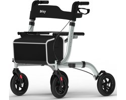Brixy Rollator - Lichtgewicht En Opvouwbaar - Zitfunctie - Rugleuning, Tas En Wandelstokhouder - Grijs