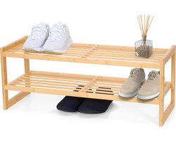 Brixy Schoenenrek - 2 Lagen - Bamboe Schoenenrek - Schoenenkast - Voor 9 Paar Schoenen - Hout