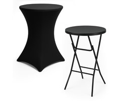 Brixy Stevige Zwarte Statafel Incl. Zwarte Statafelrok - Partytafel - Robuust en Weersbestendig - Inklapbaar - 80cm x 110cm - Feest