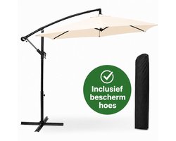 Brixy Zweefparasol - 300CM - Incl. Beschermhoes en Kruisvoet - Waterdicht - Verstelbare Hoogte - Creme