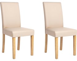 BROADWAY - Eetkamerstoel set van 2 - Beige - Kunstleer
