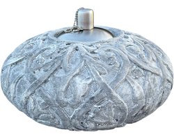 Brocante Olielamp Rococo Tuin of Terras Cement Ø25x15,5cm - 7 kg - Grijs