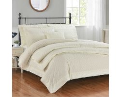 Broderie dekbedovertrek Richmond - crème - blended katoen - 2-persoons (200x200 + 2st 50x75cm)