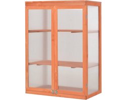 Broeikas kast - Plantenhuis tuin - Planten beschermen - Weerbestendig ontwerp - 75x47x109 cm - Houtkleur