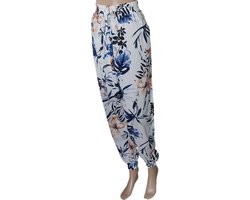 Broek - Zomerbroek - Yoga broek - Strandbroek - Palazzo - Elastische Band - Dames - Comfort - Kleur Wit/Zwart/Blauw/Oranje - Maat 44-46