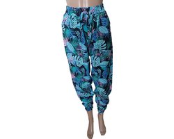 Broek - Zomerbroek - Yoga broek - Strandbroek - Palazzo - Elastische Band - Dames - Comfort - Kleur Zwart/Blauw/Groen/Roze - Maat 40-42