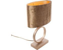 Brons kleurige tafellamp Sienna met ovale velours kap | 1 lichts | bruin velours | coffee on gold / brons / goud | metaal / stof | Ø 25 cm | 38 cm hoog | tafellamp | modern / sfeervol / tijdloos design