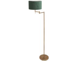 Bronskleurige vloerlamp Bella 3872BR van Mexlite - Tijdloos design met groene fluweelachtige kap, 154 cm hoog, draaibaar, van metaal en textiel