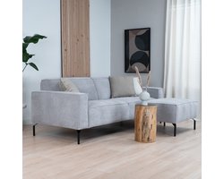 Bronx71® 3-zitsbank Kansas lichtgrijs ribstof