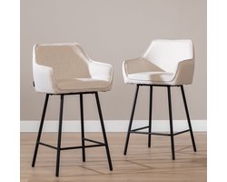 Bronx71® Barkruk Ciara linnen off white 65-78 cm - barstoel