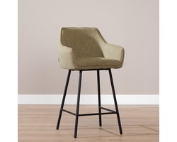 Bronx71® Barkruk Ciara linnen olijfgroen 65-78 cm - barstoel