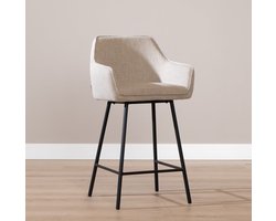 Bronx71® Barkruk Ciara linnen taupe 65-78 cm - barstoel