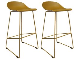 Bronx71® Barkruk Ellen geel Scandinavisch design 76 cm - barkrukken set van 2 - barstoel