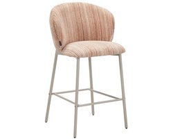 Bronx71® Barkruk Milo chenille beige/pink 70 cm - barstoel