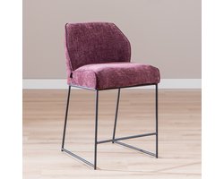 Bronx71® Barkruk Momo chenille paars 73 cm - barstoel