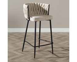 Bronx71® Barkruk River chenille beige 75cm - barstoel