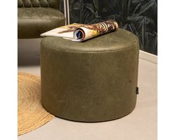 Bronx71® Eco-leren poef Kyla olijfgroen