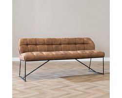 Bronx71® Eetkamerbank Abel cognac microvezel 185 cm - eettafelbank - eetbank