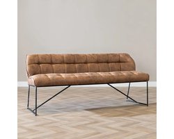 Bronx71® Eetkamerbank Abel cognac microvezel 220 cm - eettafelbank - eetbank