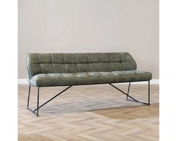 Bronx71® Eetkamerbank Abel olijfgroen microvezel 220 cm - eettafelbank - eetbank