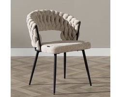 Bronx71® Eetkamerstoel Braid chenille beige - stoel