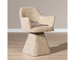 Bronx71® Eetkamerstoel Josh draaibaar chenille beige - stoel