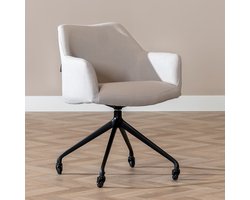 Bronx71® Eetkamerstoel met wieltjes Isak gerecyclede stof grijs - stoel