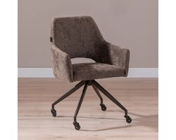 Bronx71® Eetkamerstoel met wieltjes Mexx velvet bruin - stoel