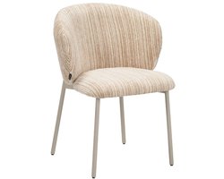 Bronx71® Eetkamerstoel Milo chenille beige/taupe - stoel