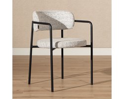 Bronx71® Eetkamerstoel Nicky gemêleerde stof off white/zwart - stoel