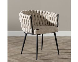 Bronx71® Eetkamerstoel River chenille beige - stoel