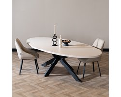 Bronx71® Eettafel Carl melamine beige ovaal 270 x 130 cm