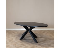 Bronx71® Eettafel Carl melamine zwart ovaal 270 x 130 cm