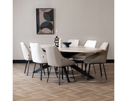 Bronx71® Eettafel Dio melamine beige ovaal 270 x 130 cm