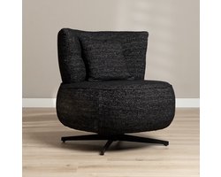Bronx71® Fauteuil Fallon draaibaar gemêleerde stof zwart