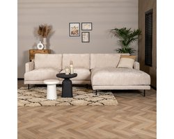 Bronx71® Hoekbank Denver chenille stof wit/beige rechts