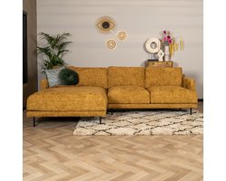 Bronx71® Hoekbank Denver okergeel stof chenille links