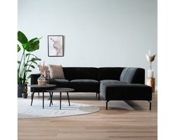 Bronx71® Hoekbank Kansas antraciet/ donkergroen ribstof rechts