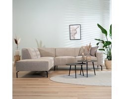 Bronx71® Hoekbank Kansas ribstof taupe links
