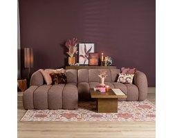 Bronx71® Hoekbank Luca bouclé stof rood/roze links