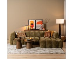 Bronx71® Hoekbank Luca chenille olijf groen rechts