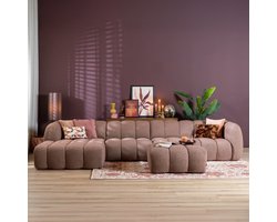 Bronx71® Hoekbank Luca XL bouclé stof rood/roze links