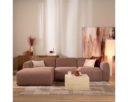 Bronx71® Hoekbank Maine bouclé stof rood/roze links