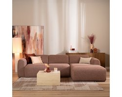 Bronx71® Hoekbank Maine bouclé stof rood/roze rechts