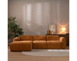 Bronx71® Hoekbank Maine bouclé stof terracotta links