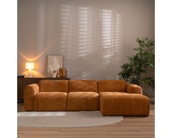 Bronx71® Hoekbank Maine bouclé stof terracotta rechts